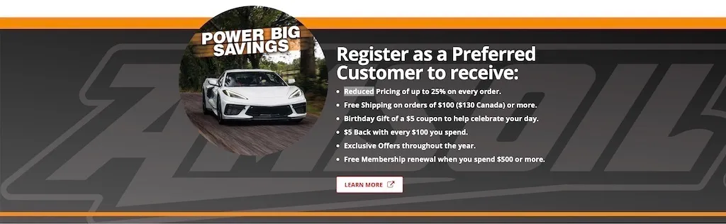 AMSOIL Preferred Customer Benefits Banner 